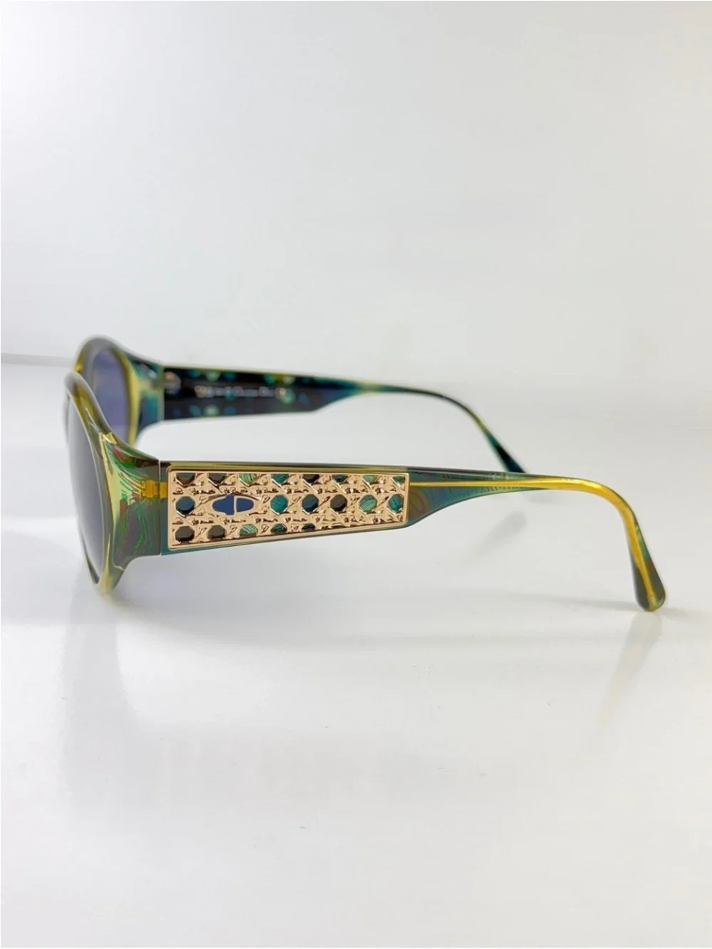 Vintage Dior 2766A 50 Sunglasses Deadstock VFC Box Set Green Gold Cannage